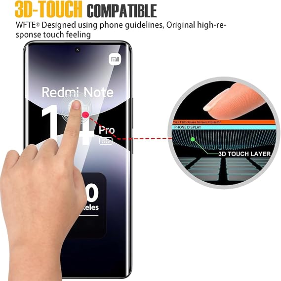 WFTE Pack of 2 Screen Protectors for Xiaomi Redmi Note 14 Pro 5G/Xiaomi Poco X7 Tempered Glass 3D 9H Hardness Anti-Scratch Anti-Oil Anti-Bubble Screen Protector Compatible with Redmi Note 14 Pro