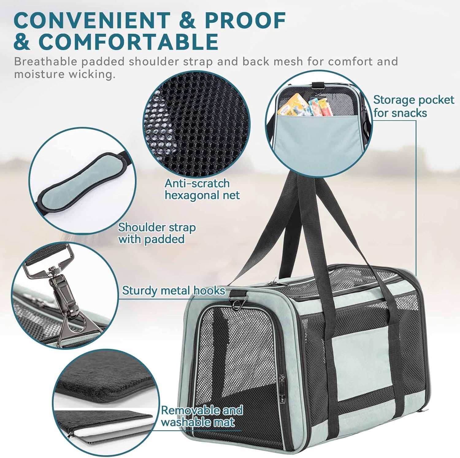 Petsfit Airline Approved Cat Carrier Pet Travel Carrier,Large Space Breathable Lightweight Soft-Sided Dog Carriers for Small Animal : Pet Supplies