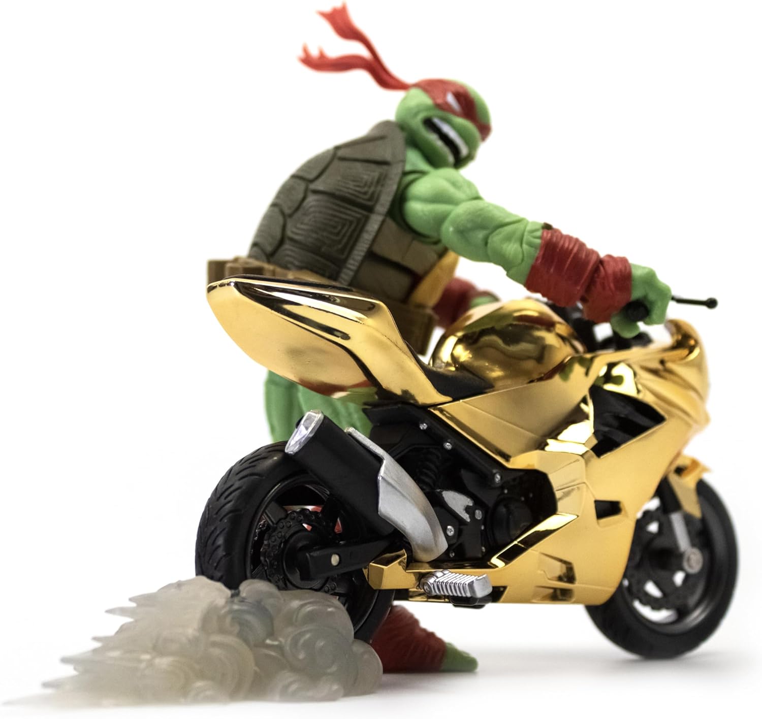 The Loyal Subjects Teenage Mutant Ninja Turtles BST AXN Raphael 5-inch Action Figure with Metallic Gold Motorcycle Set - 2023 Limited Edition SDCC Exclusive