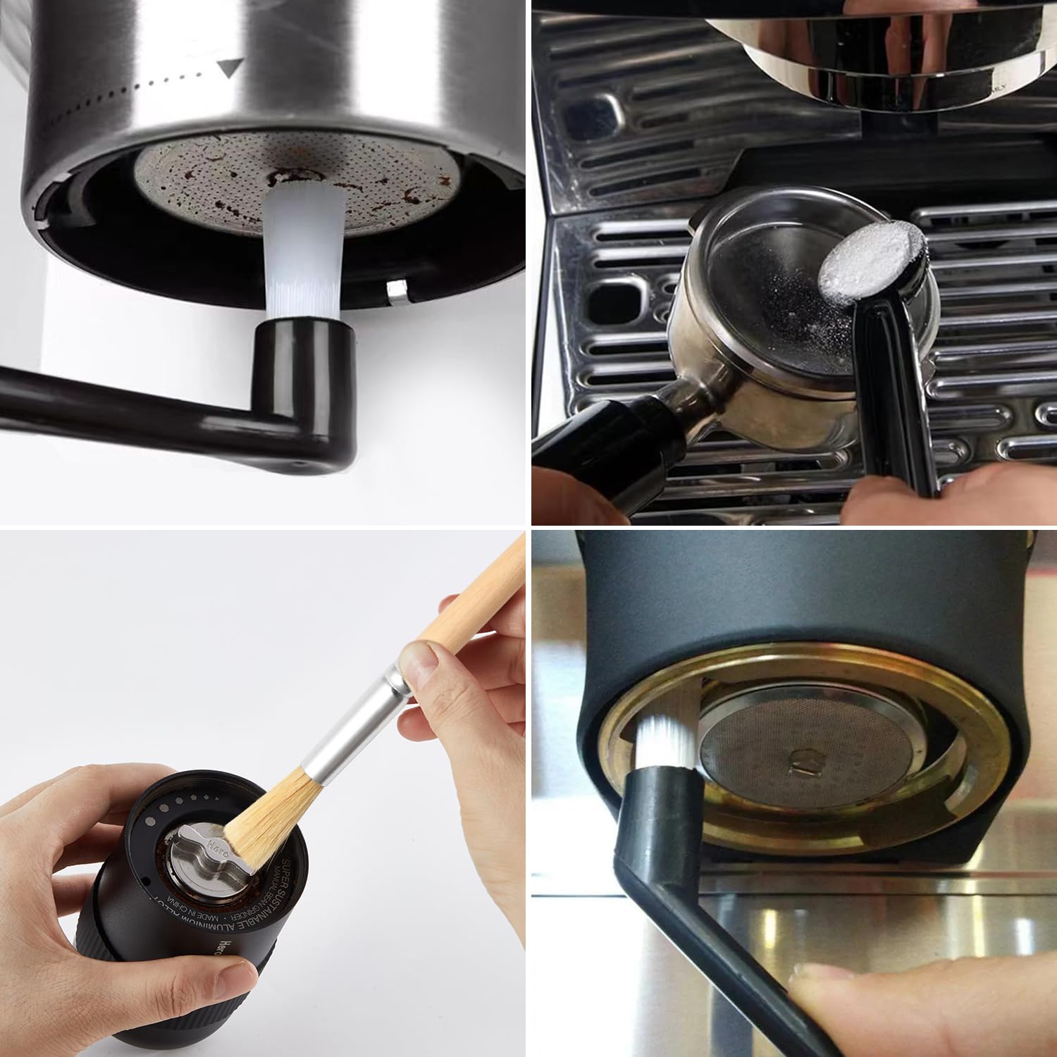 Juego de 15 cepillos de limpieza para cafetera, cepillo de limpieza para cafetera, cepillo de café, cepillo de cocina, soporte para cafetera, accesorios de limpieza