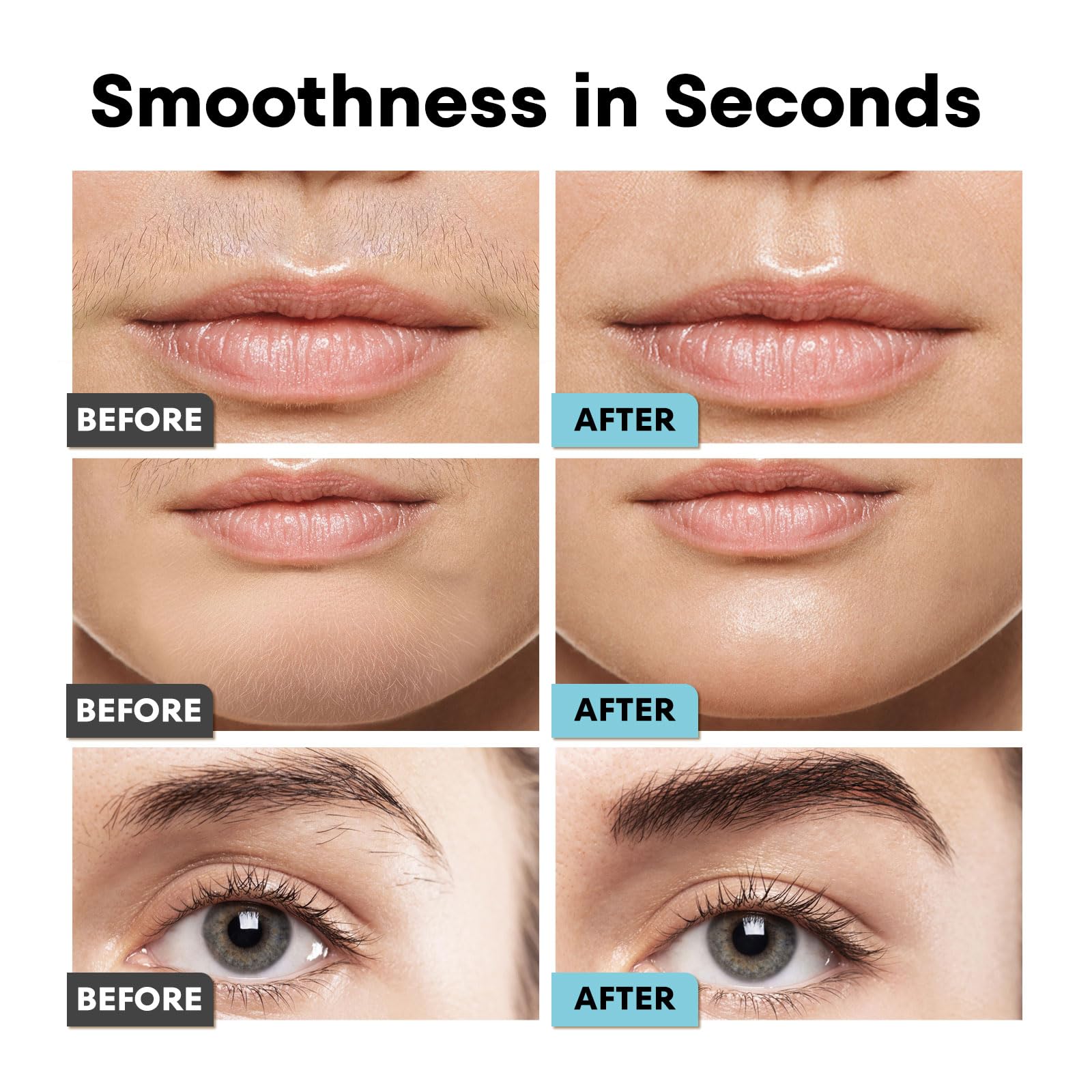 VG VOGCREST Recortadora facial de cejas: depilación facial recargable 2 en 1 y afeitadora de cejas, afeitadora facial sin dolor con luz LED integrada (blanco) — view 5