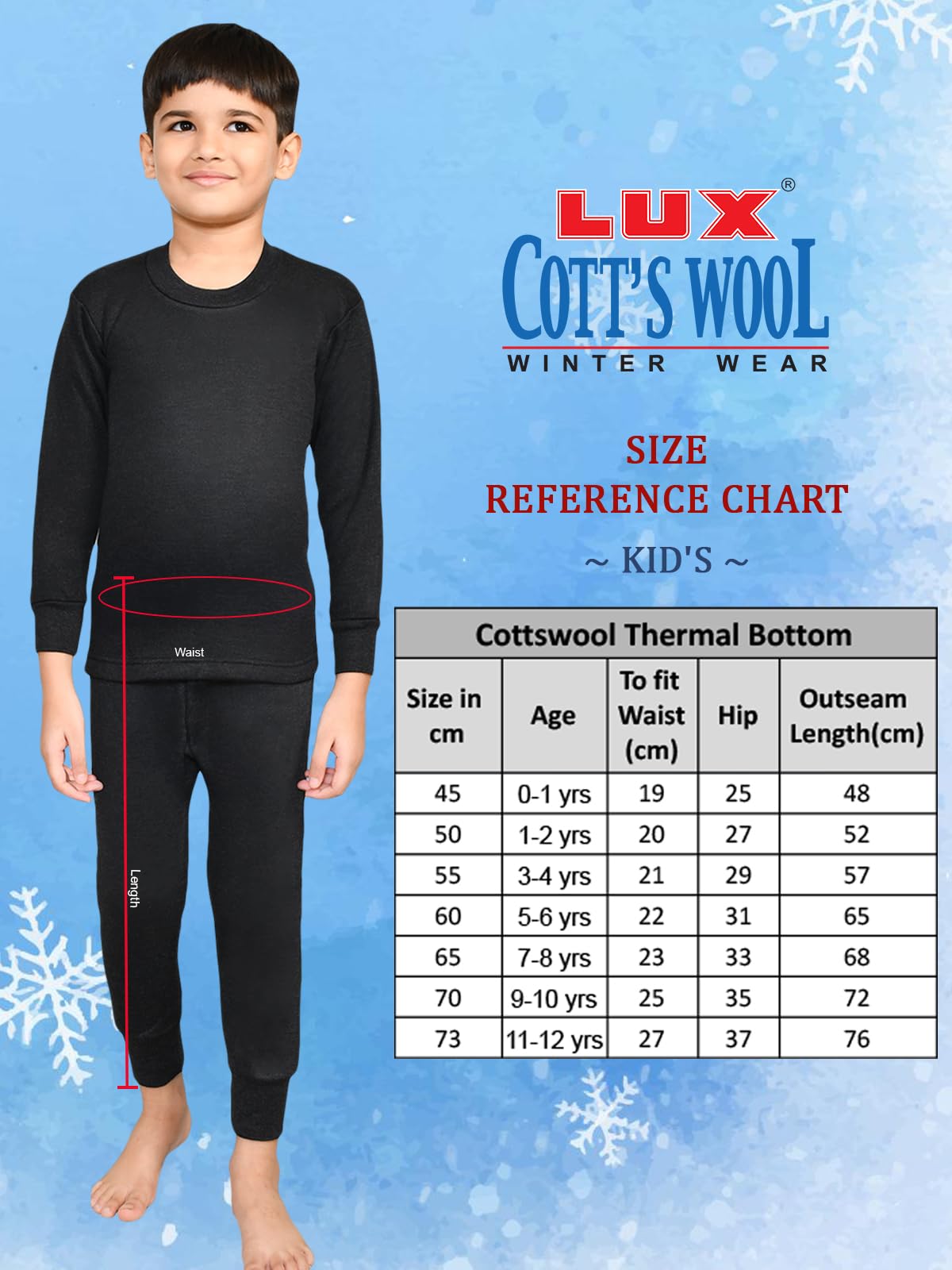 Lux Cott's Wool Chłopięce, regularne spodnie termiczne