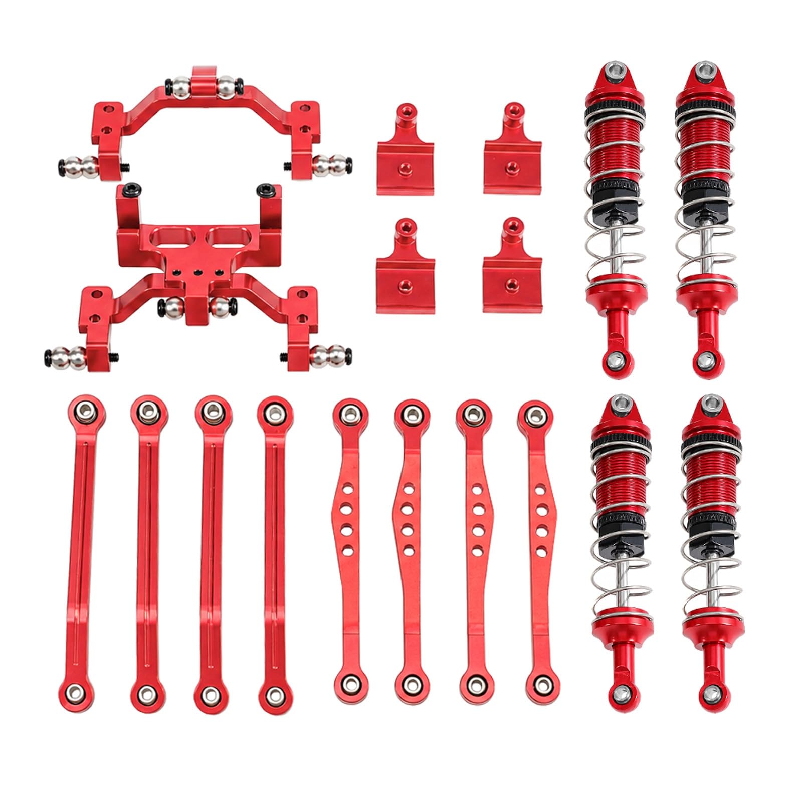 Veicolo Telecomandato Bambini Kit Telaio RC Ammortizzatori Idraulici Collegamenti Asse Staffa Servo Metallo per Controllo Preciso E Comfort su Terreni Accidentati Cortile Casa, Rosso