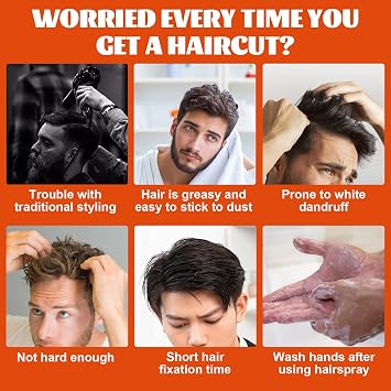 Men Hair Styling Gel with Comb, 2 In 1 Hair Wax Gel With Comb, Long Lasting Fluffy Men Fast Build Hair Salon Styling Gel, Hair Wax Gel Styling Moisturizing Long-lasting