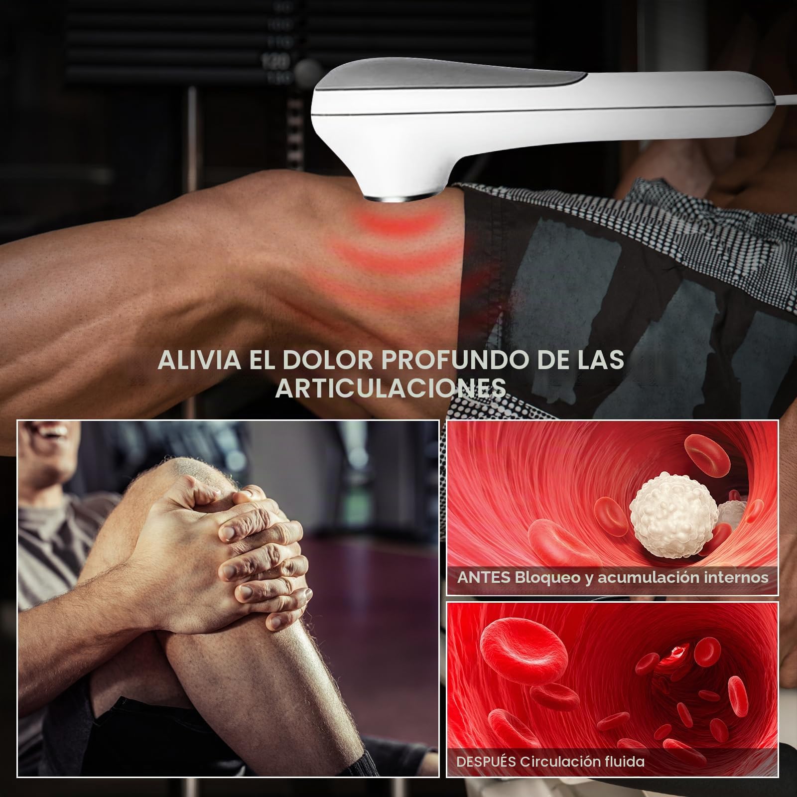 Máquina de Terapia de Ultrasonidos Fisioterapia, Dispositivo de Masaje Para Alivio Muscular y Articular, 3 Niveles Ajustables Dispositivo Masajeador de Ultrasónica Para Uso (Blanco 02)