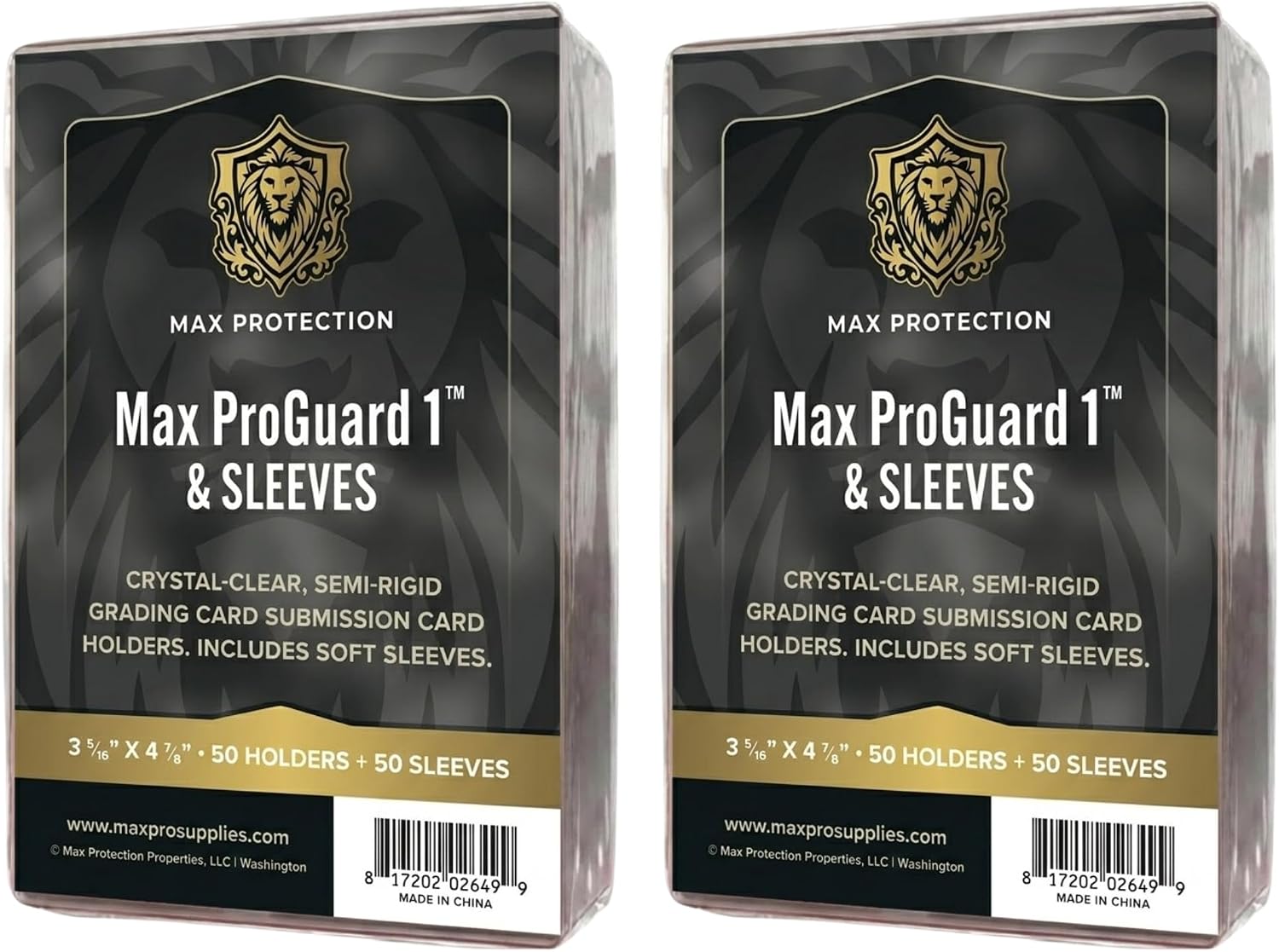 Max Protection ProGuard 1 Semi Rigid Card Holder Card Saver - 50ct 9 Mil Semi Rigid Sleeves 3 5/16" x 4 7/8" - Grading Submission Compatible PSA BGS SGC - Trading Protective Collector Kit
