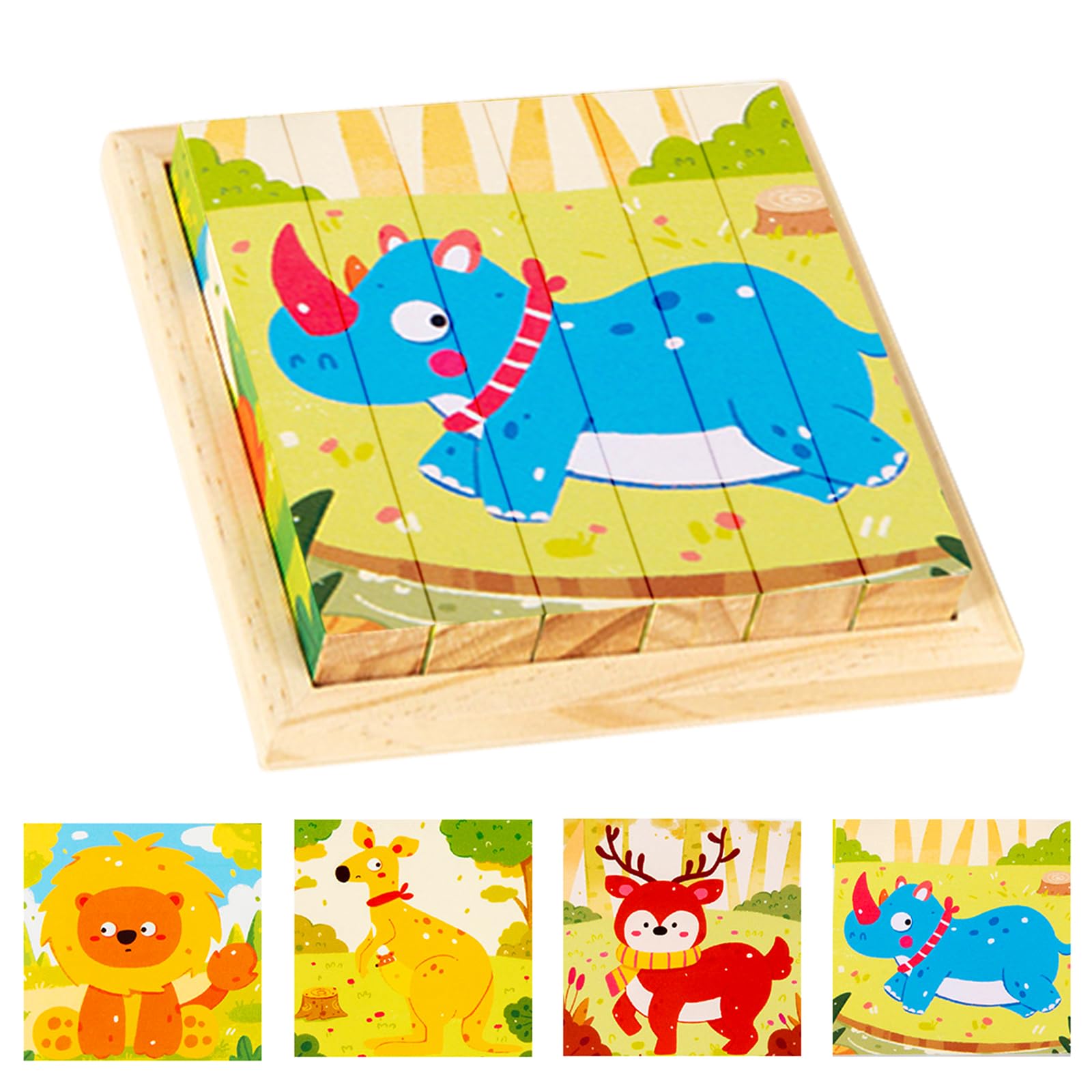 CVARRISE Montessori Forest Animals 3D Puzzle for 1-3 Year Olds, 4-Sided Toddler Toy, Safe Skin-Friendly Educational Sensory Toy for Babies Boys Girls — image 1