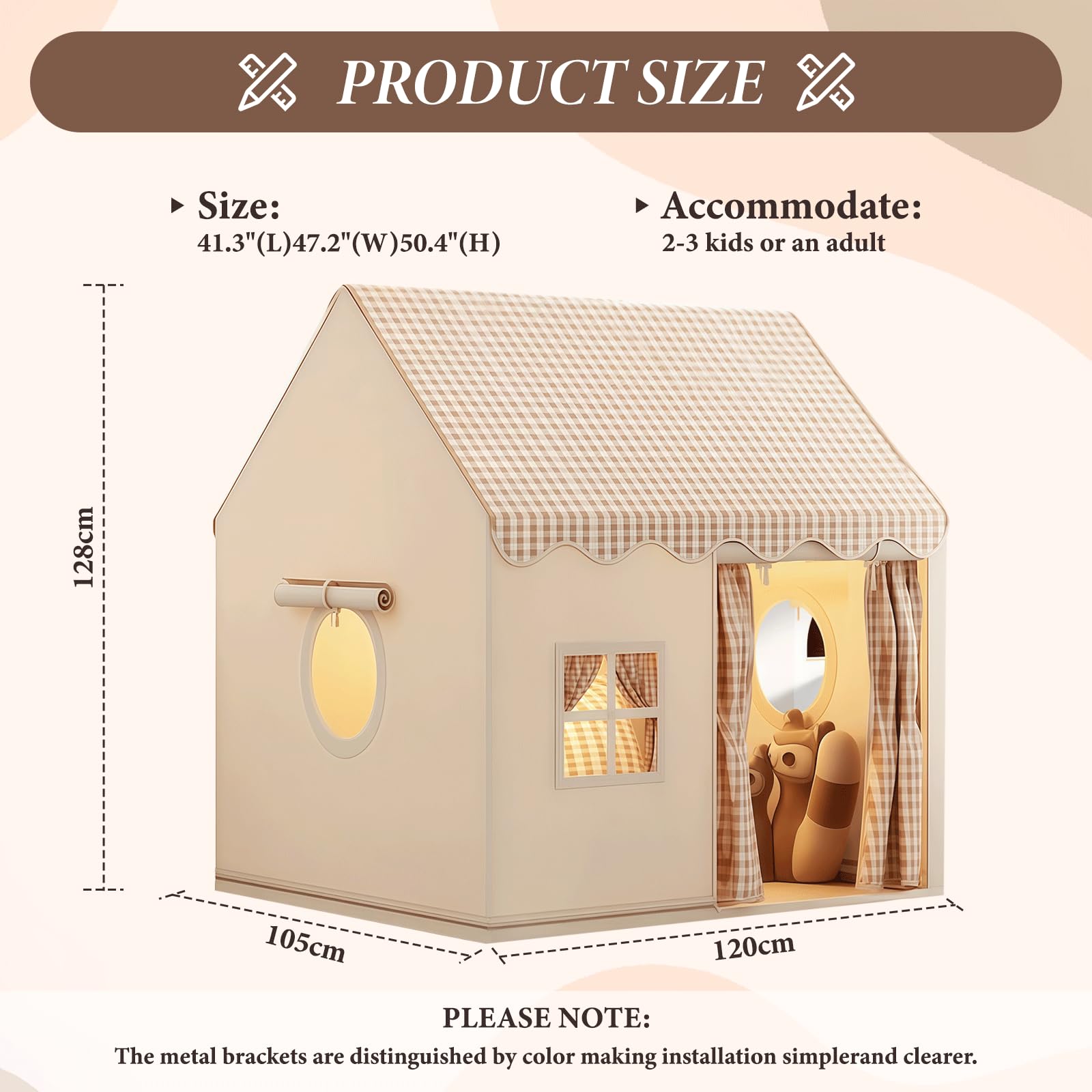 Kinderzelt,Spielhaus, Kinderzelt Indoor,Spielzelt Kinder,Zelt Kinderzimmer,Mädchen Haus HöHle Bauen, Kinderhaus Tent für Kids (Neutralen Farben)