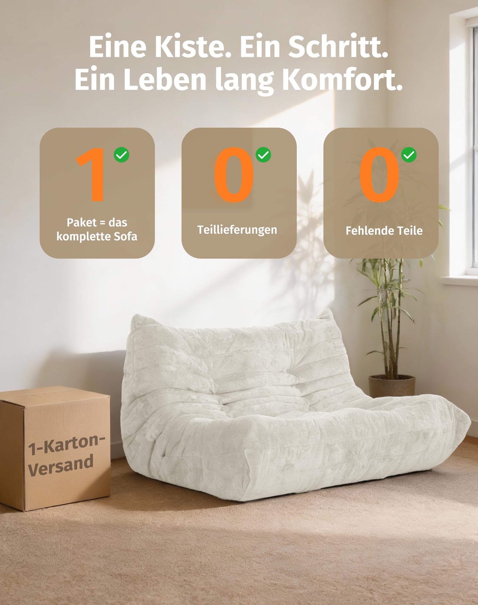 Upvilla Boneless Schaumstoff Couch – bequemes Bodensofa Mit Ergonomischem Design, Ohne Montage, Sitzsack Sofa für Wohnzimmer, Schlafzimmer, Apartment,Gaming & Büro