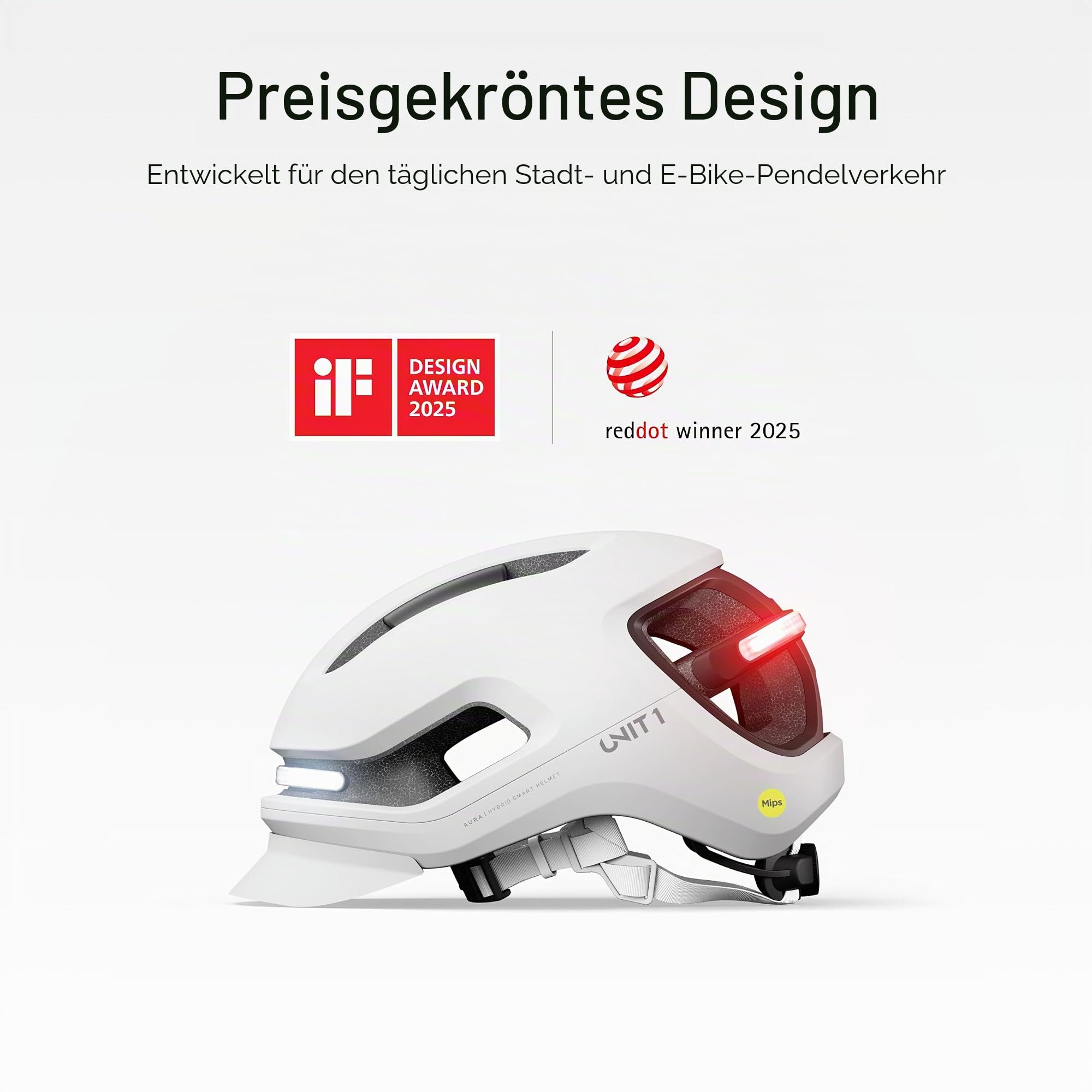 UNIT 1 Aura MIPS Smart-Fahrradhelm | Licht, Blinker & Aufprallalarm