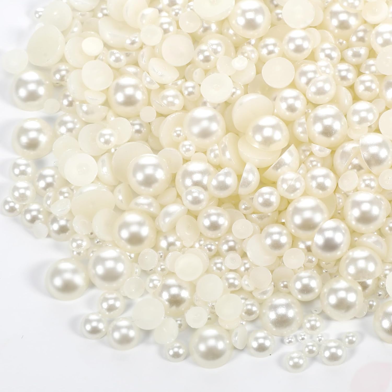 Mini Flatback Pearl Bead 1000 Pcs 2/3/4/5/6/7/8mm Half Round Flatback Pearls for DIY Craft Decorations, Wedding Dress, Bags Making (Ivory)