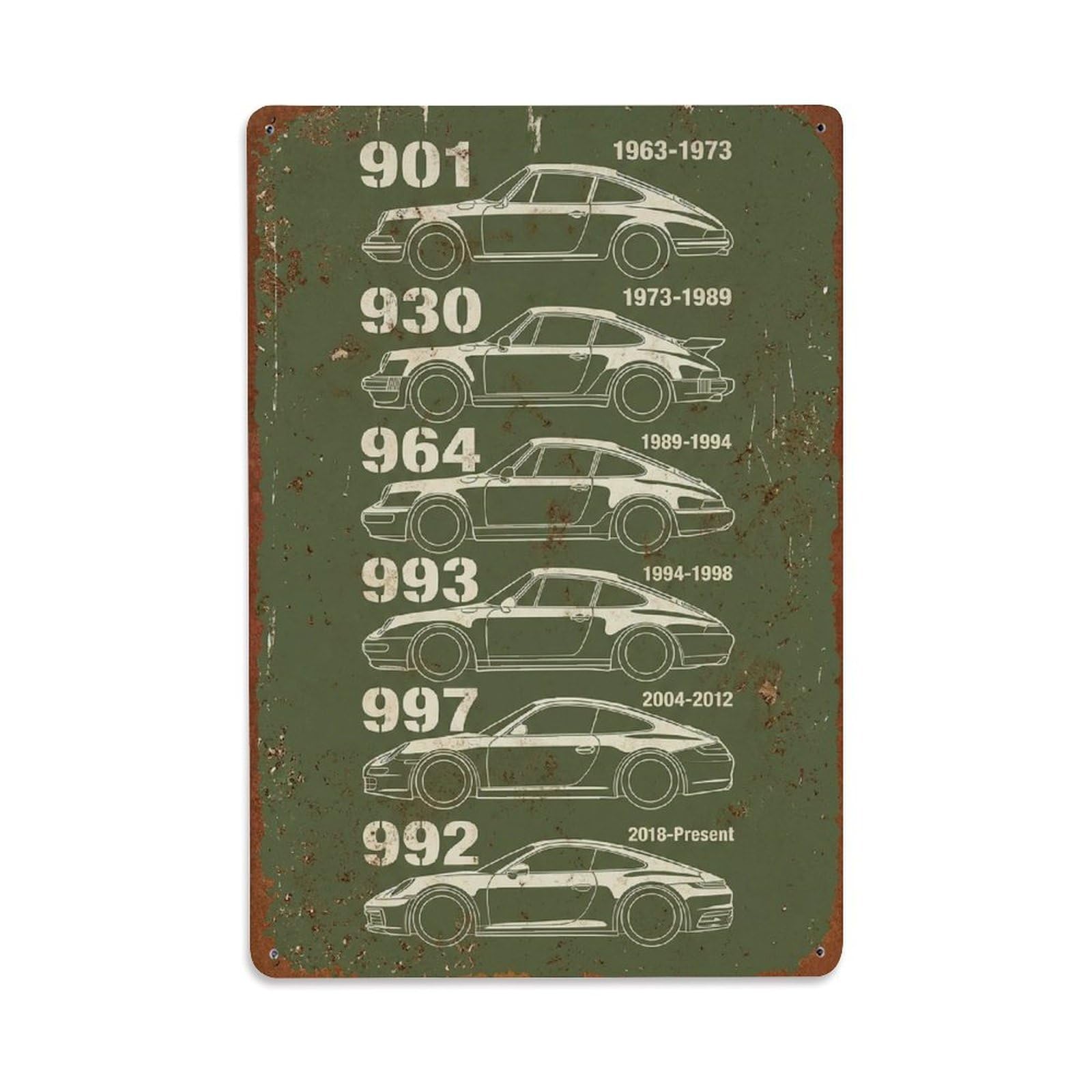 911 Speedster 930 964 993 992 German Supercar Heritage Metal Tin Sign Plaque Wall Decor for Cafe, Man Cave, Club Bar, Office, Home Garden Round Metal Poster 8x12Inch