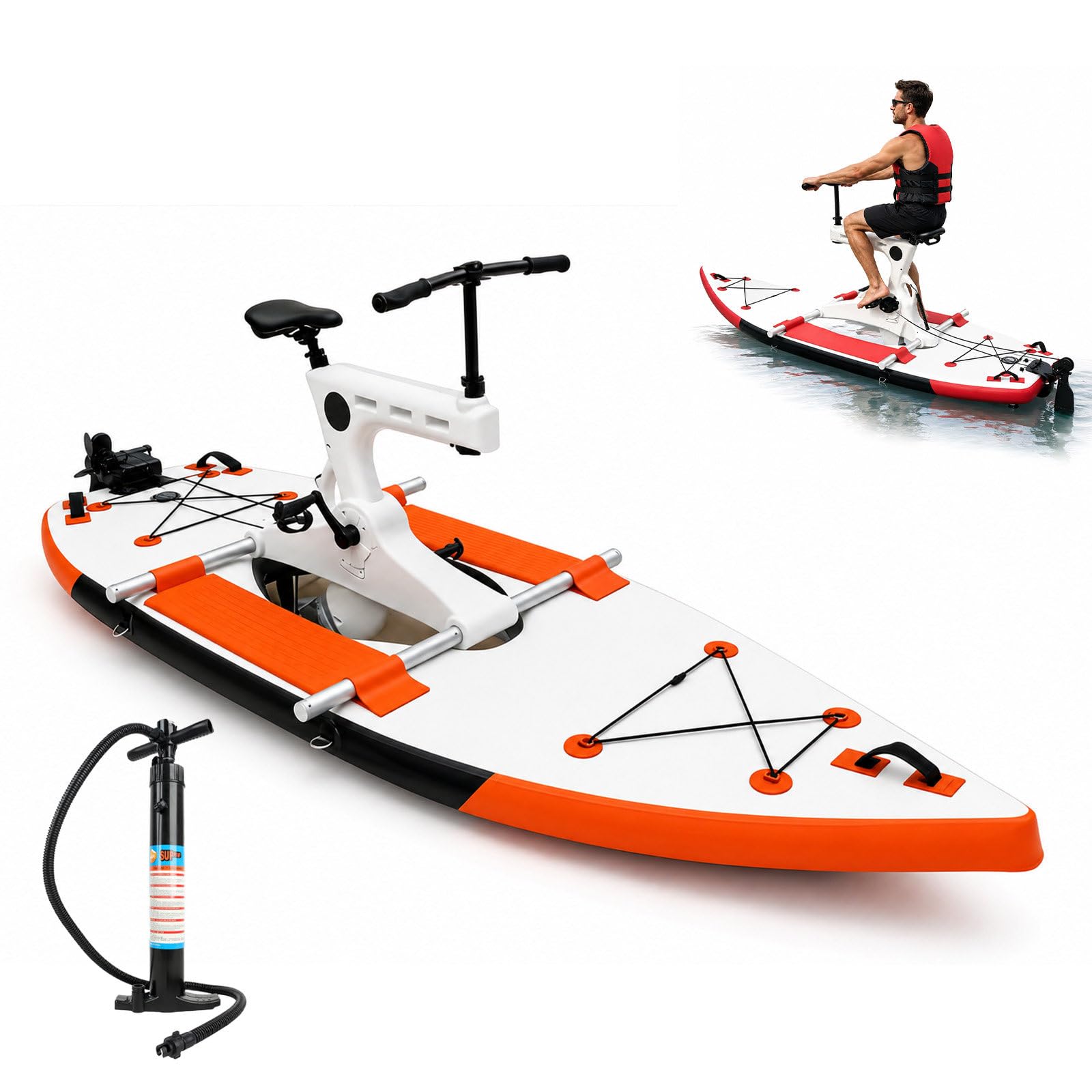 QJJML Inflatable Pedal Water Bike, Water Bike For Adults With 220kg Capacity And Smooth Pedal Drive, water park pedal boat For Lake Resort And Campground Use Orange