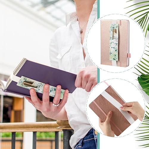 Miniatura 4 de Qilery 6 soportes para bolígrafos con banda elástica para cuaderno, hojas de cactus bohemias, minimalista, de piel sintética, funda ajustable para