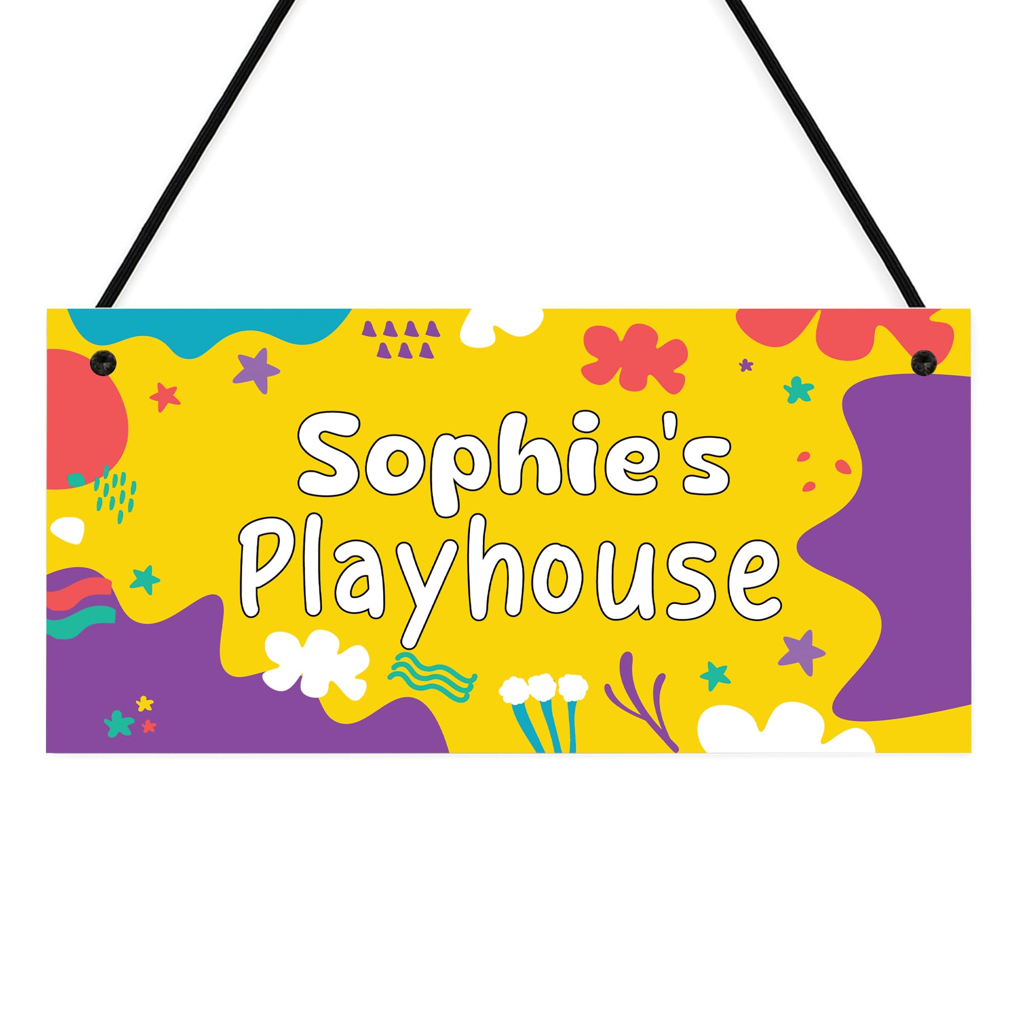 Red Ocean Personalised Kids Playhouse Sign with Name - Colourful Garden Playhouse Decor Plaque, Custom Children's Door Hanging, Outdoor Play Area Sign, Nursery Playroom Decor Gift