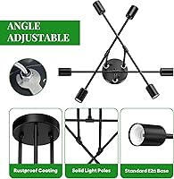 Vista 4 de Lámpara de araña Sputnik moderna con 6 bombillas T64, lámpara de techo semiempotrada de 22 pulgadas, iluminación de mediados de siglo de 6 luces