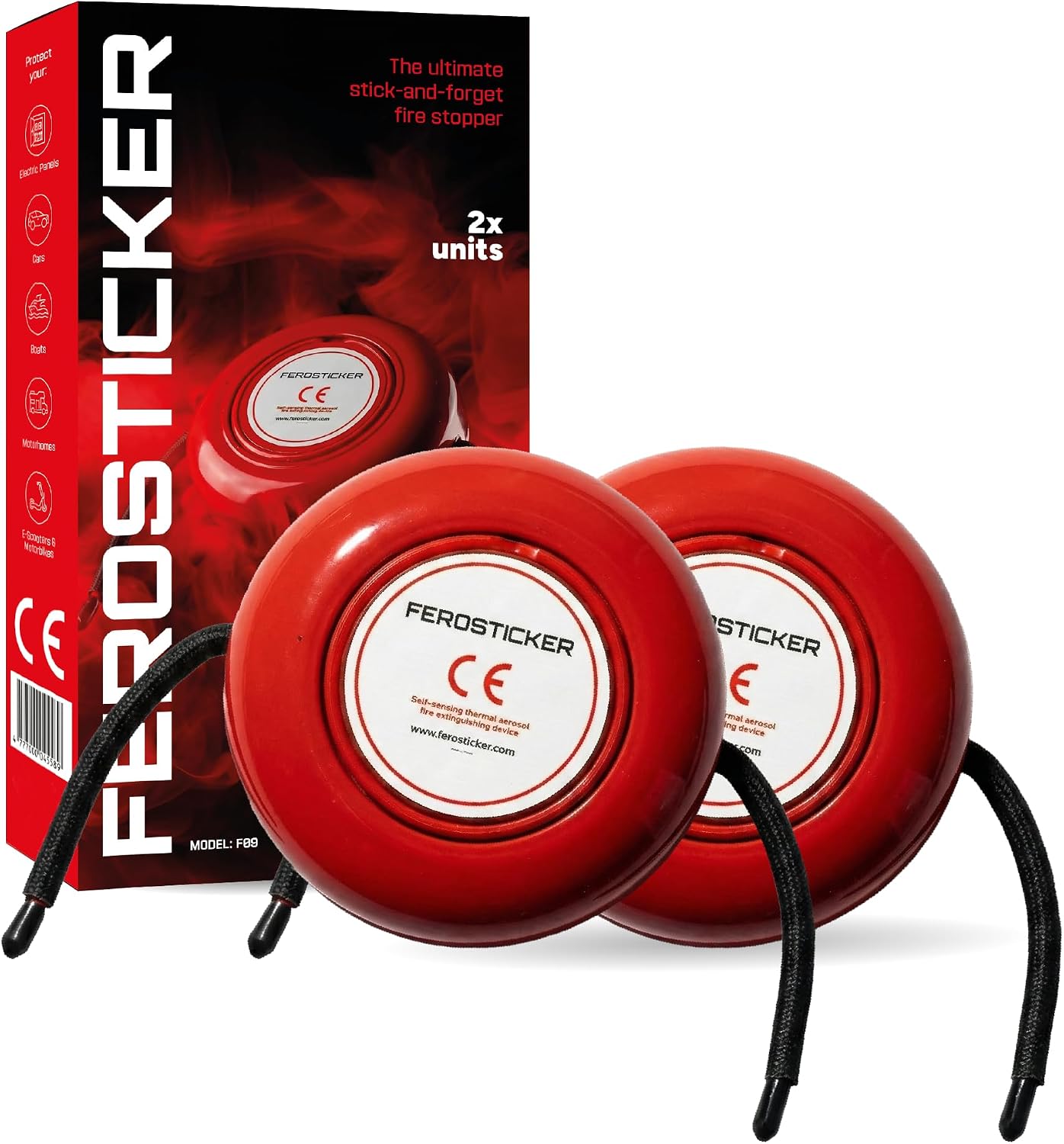 Small Automatic Fire Extinguisher (2 Pack) | For ships, large electrical panels, tractors, harvesters, industrial equipment, battery compartments and technical spaces.