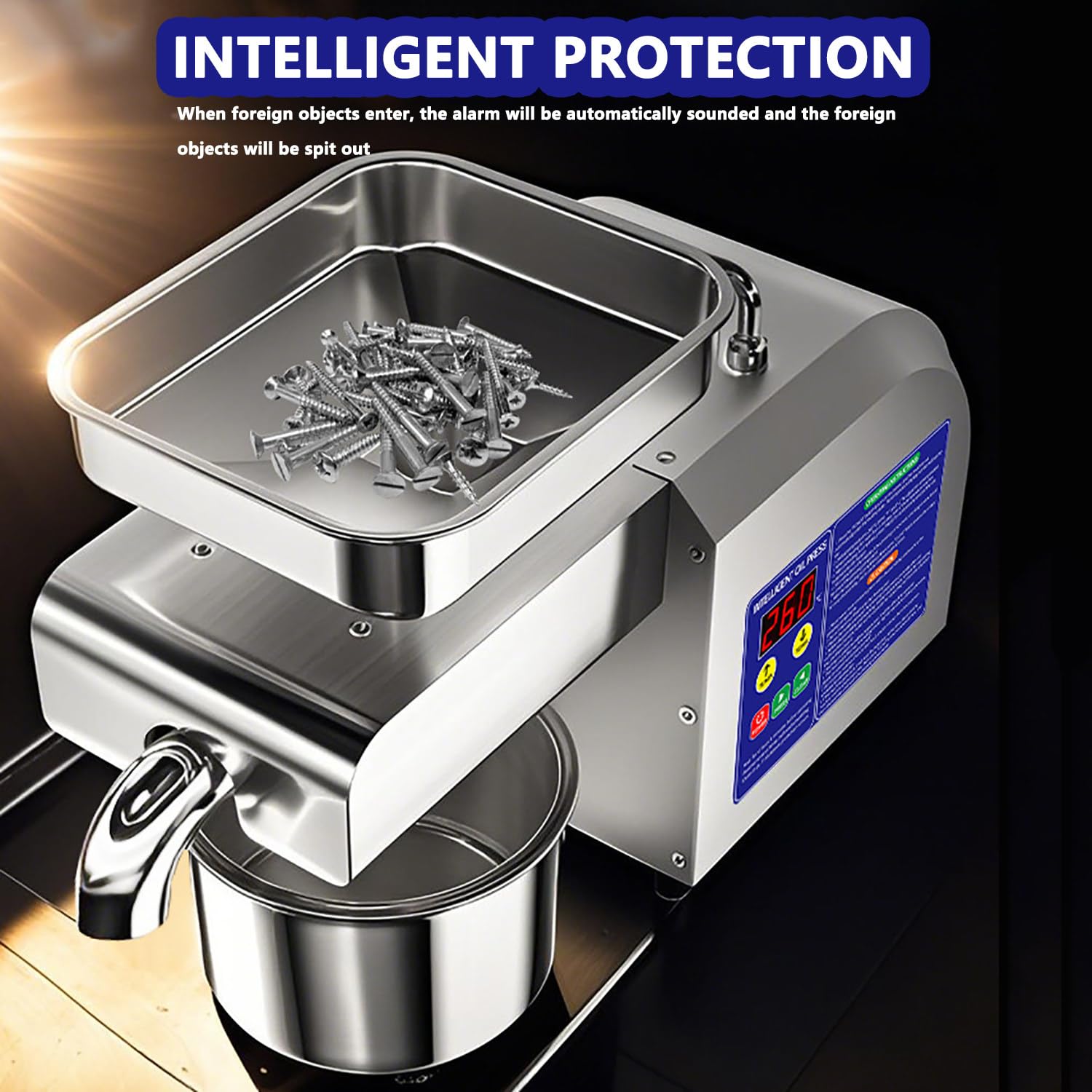 Prensa de Aceite de Oliva Eléctrica Z5 1100W | Máquina Automática de Prensa de Aceite en Acero Inoxidable 304|Prensado en Frío y Caliente|Para Nueces,Semillas,Sésamo,Cacahuetes y Huesos de aceituna