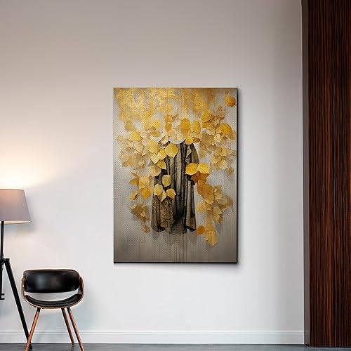 Miniatura 3 de Original Ginkgo biloba Print On Canvas, Modern Textured Gold Wall Art, Abstract Gold Leaves Print, Living room Wall Decor, Modern Art Canvas, Decor