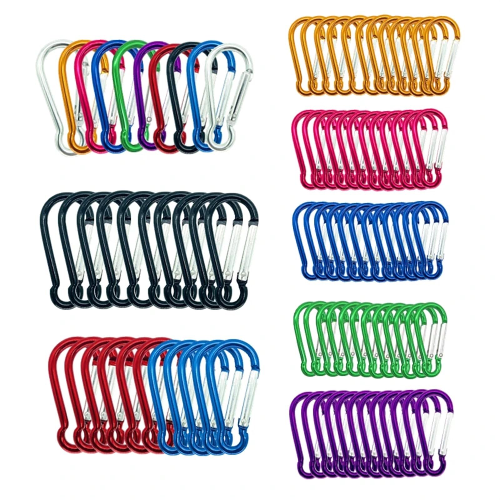 Set De 10 Mousquetons Aluminium Multicolores - Porte-Clés, Camping, Randonnée - Charge 50kg