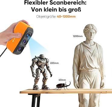 3DMakerpro Fox 3D Scanner for 3D Printer Handheld with AI 0.07 mm Precision
