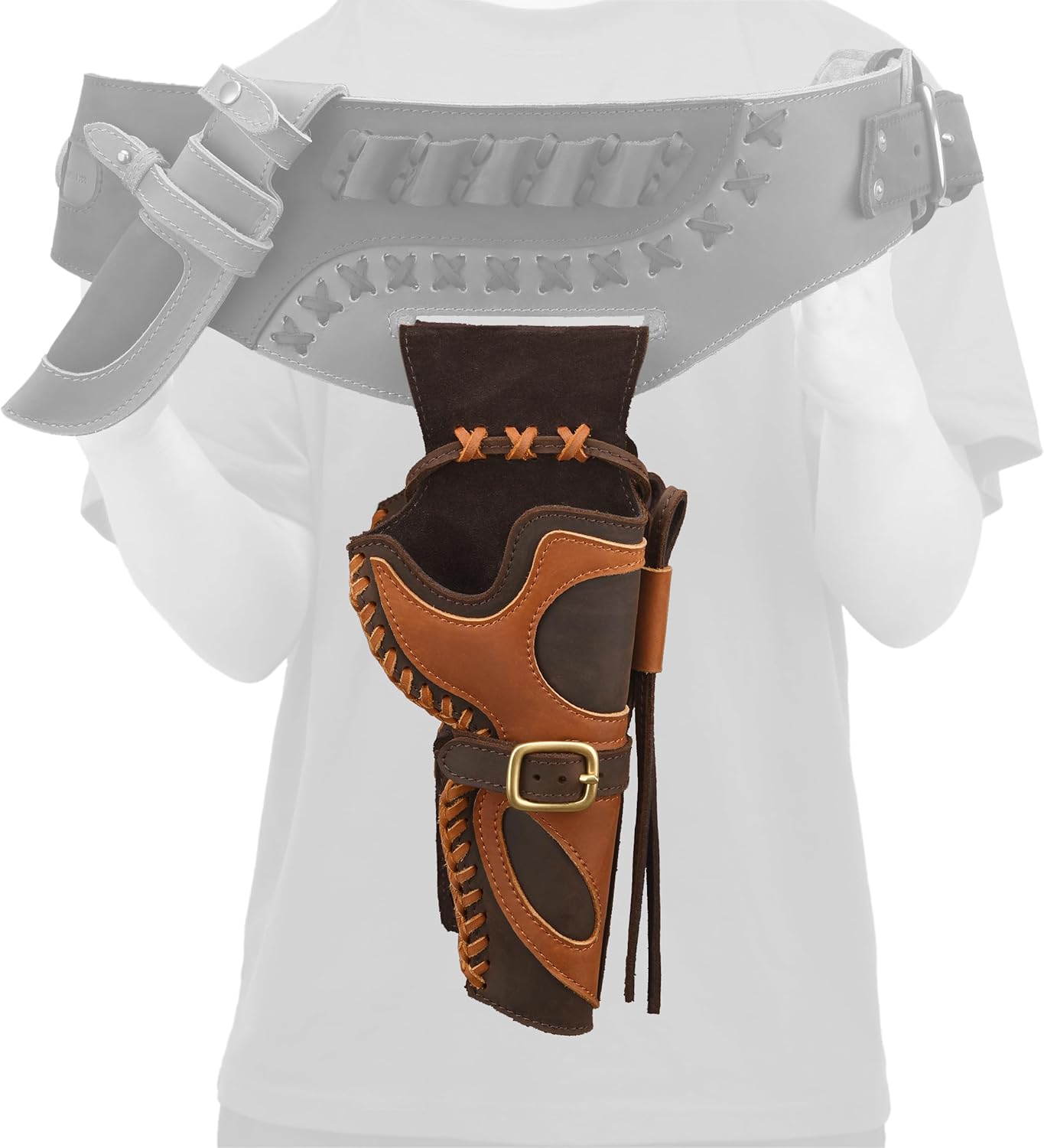 Leather Western Revolver Protector Hunting Cowboy Gun Holsters, Fit 4" to 6" Barrel