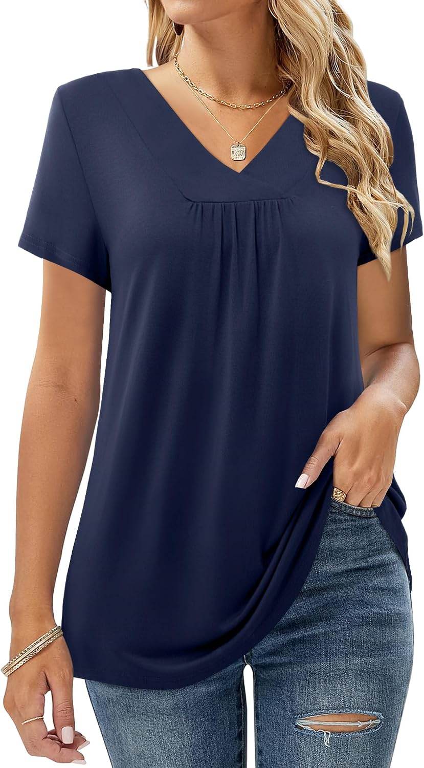 Amoretu t-shirt donna scollo a V abbottonatura camicetta