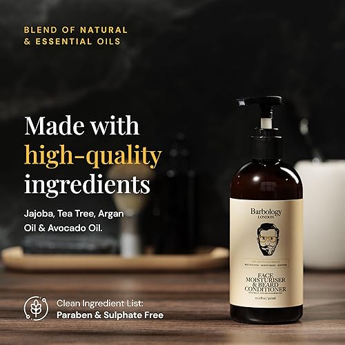 Miniatura 3 de Hidratante 2 en 1 para barba y cara con aceite de jojoba, aceite de argán y aceite de aguacate, acondiciona el cabello facial seco, picazón y
