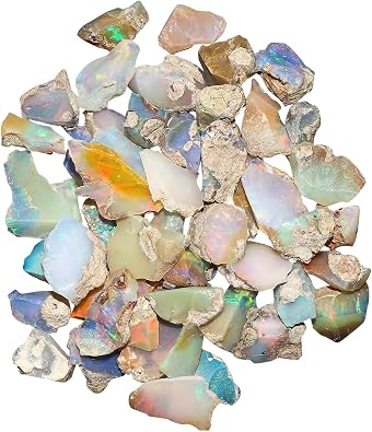 ColouredRocks 50pcs ETHIOPIAN OPALS Raw Crystals, Raw Stones, Rough Gemstones, Jewelry Making Supply, Cabbing, Polishing, Cutting, Decor, DIY, Crafts 4-8 mm size