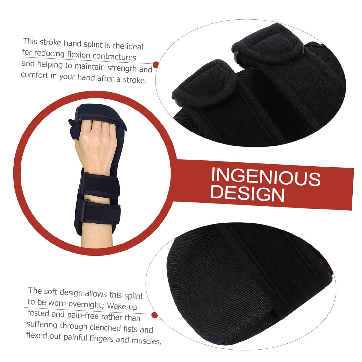 Wrist Brace Support for Hand and Wrist Positioning Resting Splint for Stroke Recovery Ergonomic Design for Comfort and Black