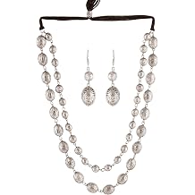 Jwellmart Oxidized Oxidised Multiline Beaded Traditional Garba Wedding Necklace Earrings Combo Set Bollywood Party Fashion Indian Jewelry Jewellery Set for Women