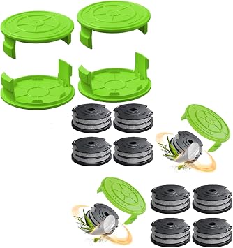 YWTESCH 12 Pack 0.065" Trimmer Line Compatible with Greenworks Weed Wacker Spool 10-Pack Cap Cover2-Pack & 4 Pack String Trimmer Replacement Spool Cap