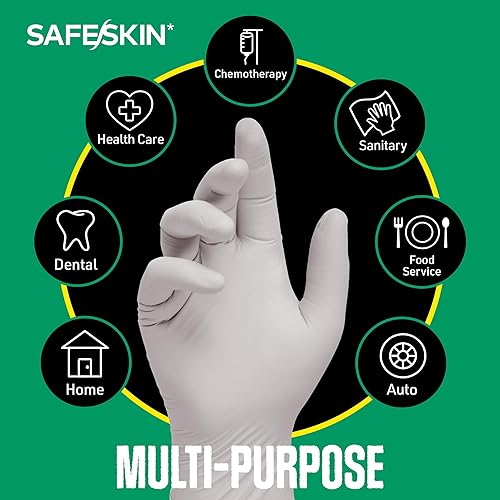 Miniatura 4 de SAFESKIN Nitrile Exam Gloves Disposable Powder-Free Gloves for Medical, Dental, Cleaning, Cooking, Chemotherapy, 3.5 Mil Gray