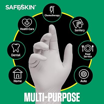 SAFESKIN Nitrile Exam Gloves Disposable - 3.5 Mil, Gray, Powder Free Gloves for Medical, Dental, Cleaning, Cooking