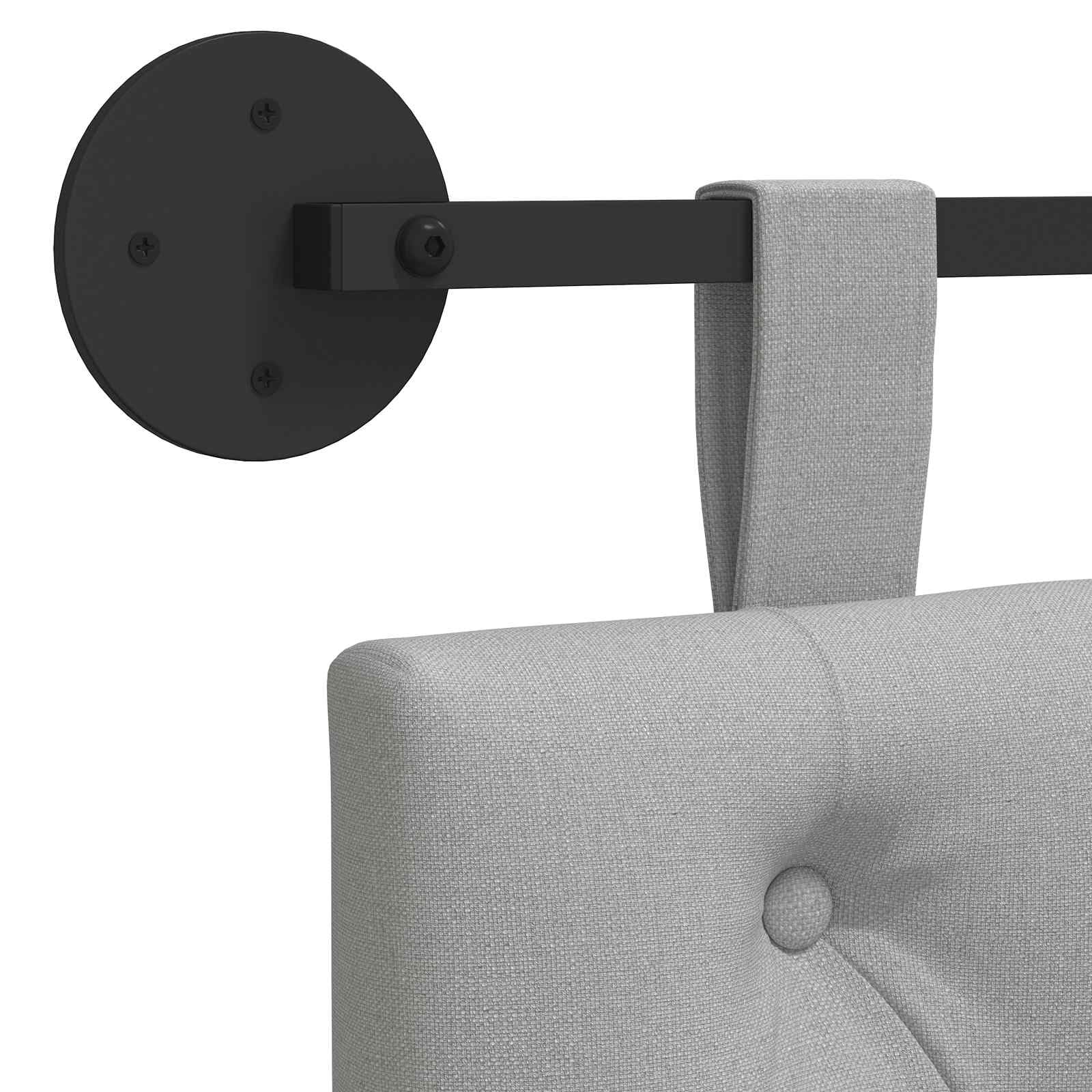 Cabecero colgante de tela gris nube con relleno de espuma, 130 x 55 x 7 cm, montaje en pared, juego de 2 unidades para dormitorio, habitación de invitados, cama individual, versátil como