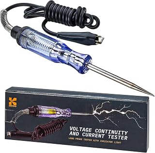 Katzco Voltage Continuity & Current Tester 6-24V DC/AC Heavy Duty 54" Cord Indicator Light for Cars Fuses Circuits