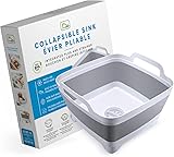Home Spirit Collapsible Sink – 9L Portable Wash Basin Tub with Handle, Plug & Strainer – For Dishes, Fruits, Veggies, Laundry & Beverages