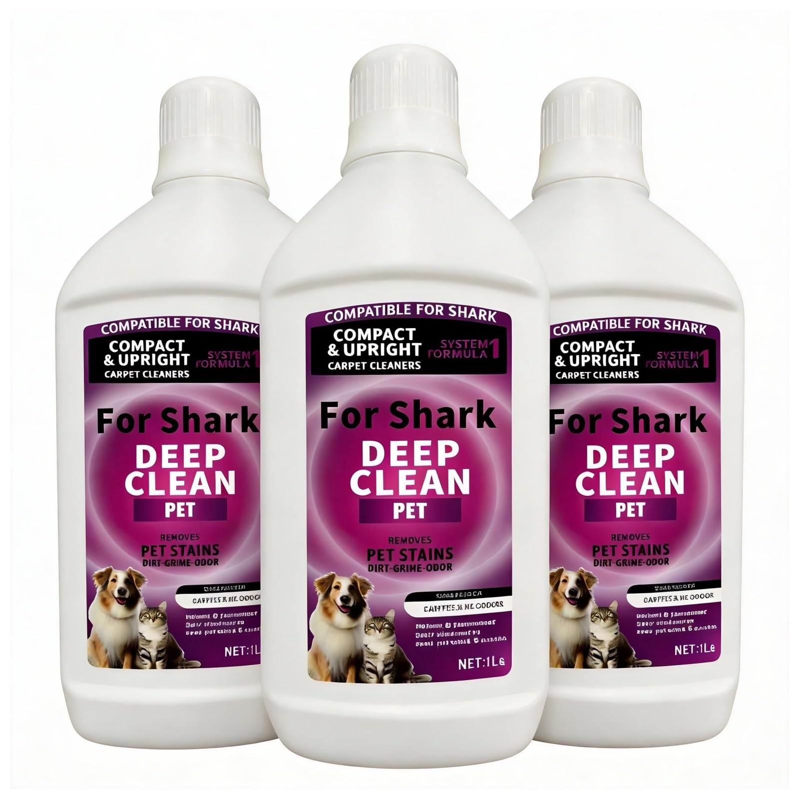 3 Botellas De Limpiador De Alfombras Específico For Mascotas Con Un Total De 3 Litros, Solución De Limpieza Específica For Máquinas De Pisos, Fórmula Apta For Mascotas, Compatible Con Shark