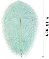 Vista 3 de Ballinger Plumas de avestruz verde aguamarina, 24 plumas artesanales de 8 a 10 pulgadas a granel para centros de mesa de fiesta de boda