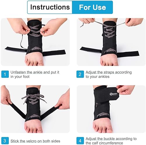 Miniatura 6 de Tobillera, Vercarnon 3 unidades Tobillera con cordones para hombres y mujeres, soporte de tobillo para baloncesto, correr, voleibol, recuperación de