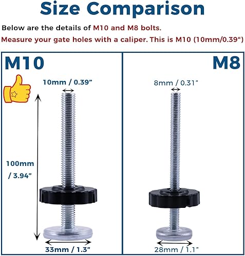Miniatura 3 de Varillas gruesas M10 para puerta de bebé, extra largas de 3.94 pulgadas, paquete de 4 piezas de repuesto para puertas montadas a presión