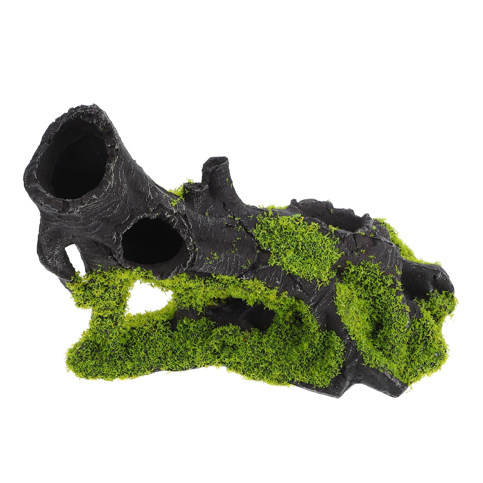 Alipis Aquarium Cave Decoration Fish Tank Ornament Resin Tree Stump with Moss Fish Hideout Shrimp Tank Landscape for