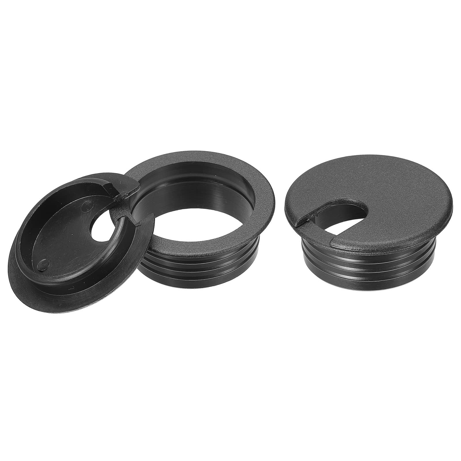 TA-VIGOR 2Pcs Desk Cable Hole Cover, 38mm/1-1/2inch ABS Wire Grommet, U-Shaped Cord Organizer for Office and Computer Desks, Black