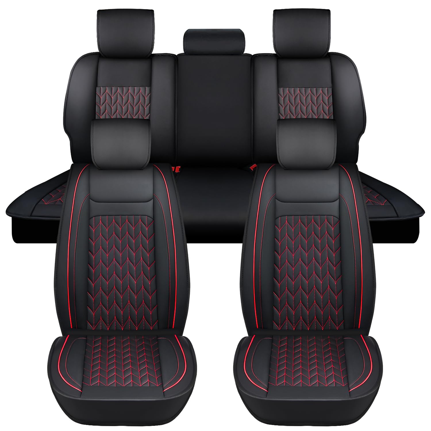 Nilight Car Seat Covers Custom Fit 2009-2024 Ram 1500 and 2010-2024 2500 3500 Crew Cabs Mega Cab Waterproof Faux Leather Cushion for Pickup Truck (Full Set, 2 Front and 3 Rear Seats)