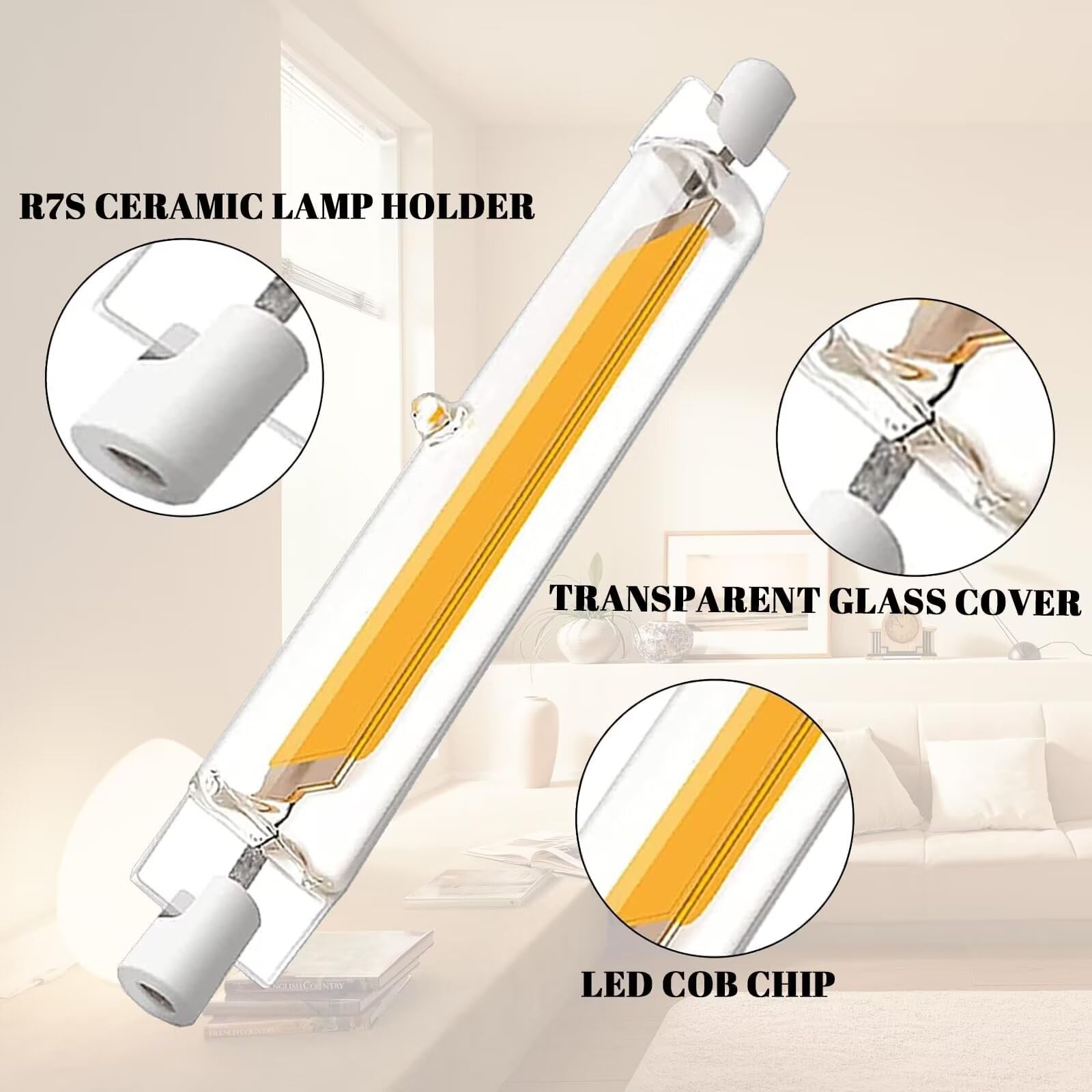 R7S LED 78mm Dimmbar, LED R7S 10W Glühbirne Ersetzt J78 100W Halogen Leuchtmittel, Kaltweiß 3000K 1000LM,360-Grad-Licht, 4er Pack