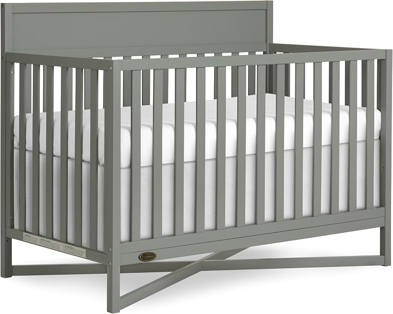 Cuna convertible 5 en 1 Owen de tamaño completo Dream On Me, GREENGUARD Gold | 3 altura ajustable, se convierte en cama para niños pequeños, de día y de tamaño completo, verificada por BSA, probada por ASTM/CPSC, base en X de madera, pasto marino