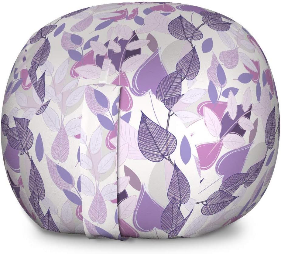 Ambesonne Floral Storage Toy Bag Chair, Foliage Leaves in Purple Tones Soft Leafage Vintage Abstract Nature, Stuffed Animal Organizer Washable Bag, Small Size, Lavender Pale Grey Lilac