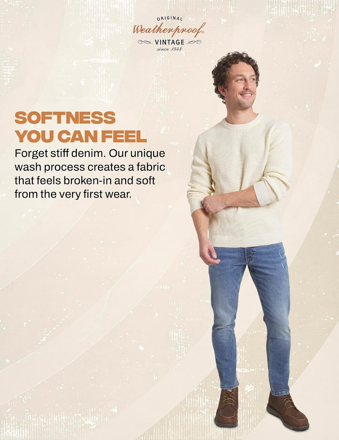 Weatherproof Vintage Mens Jeans Slim Fit - Super-Soft Stretch Denim Pants | Men's Straight Leg Jean with All-Way Stretch