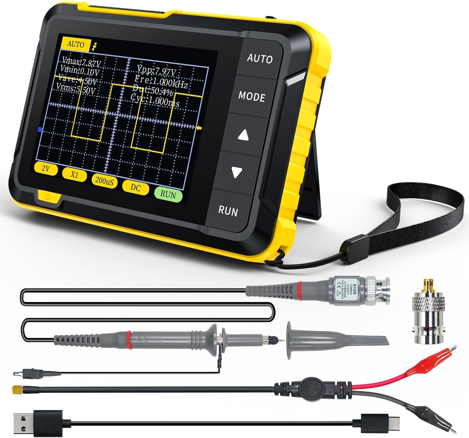 Bequest DSO152 Oscilloscope -2.8" TFT Handheld Digital Oscilloscope Kit Portable Automotive Oscilloscope,2.5MS/s High Sampling Rate,Trigger Function Auto/Nomal/Single powerful power reserve.