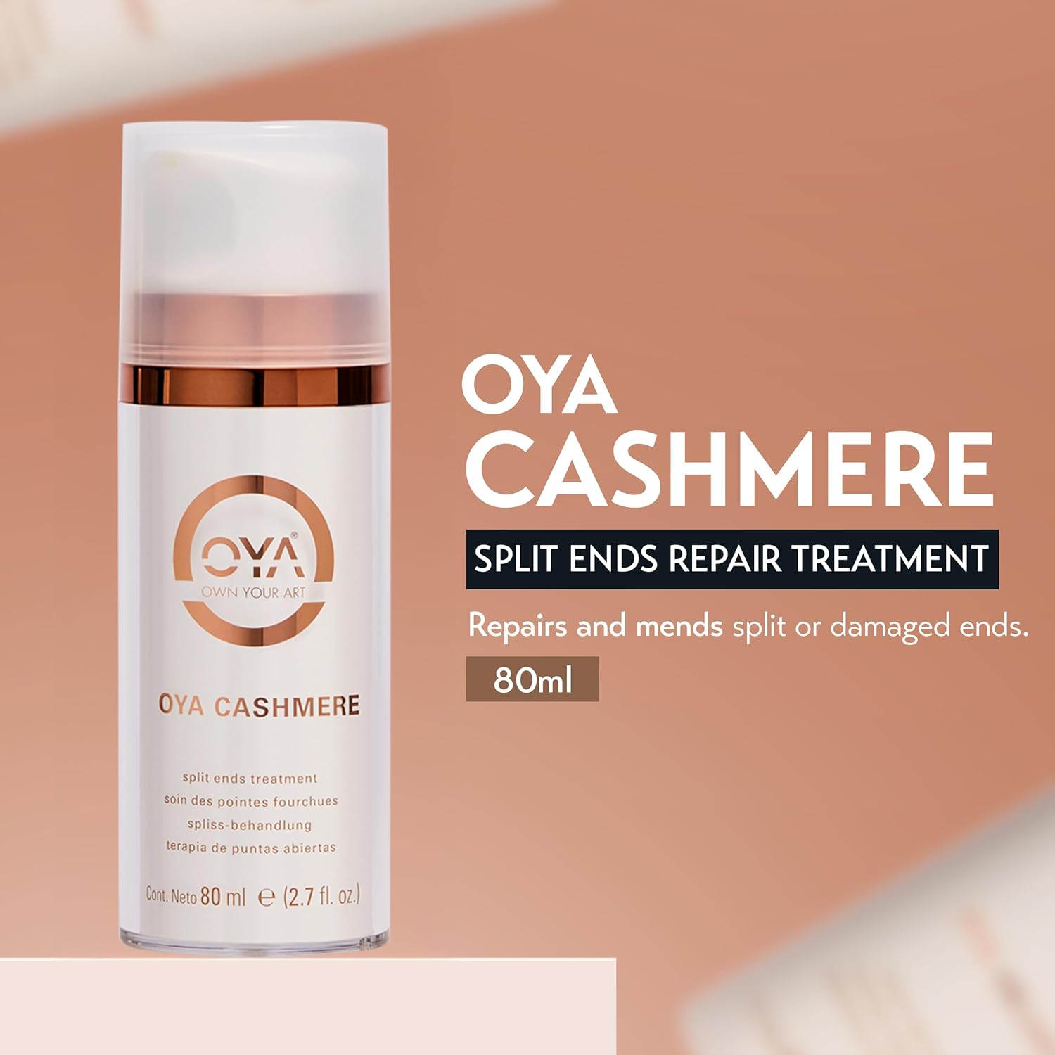 OYA Cashmere Split End Repair Cream – Highly Concentrated Treatment for Dry, Damaged & Color-Treated Hair – Repairs Bonds, Controls Frizz & Strengthens Curly, Fine & Normal Hair – 80 ml / 2.7 fl. oz